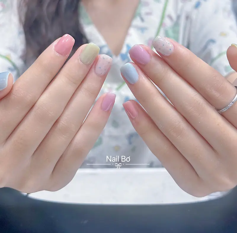 Tiệm nail Bắc Sơn Đà Nẵng chuyên sơn gel thạch màu pastel xinh xắn